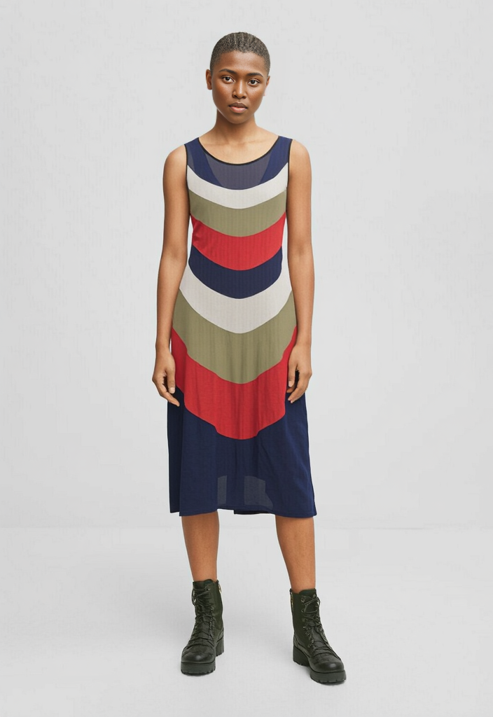 Sleeveless Midi Dress in Drape Blue