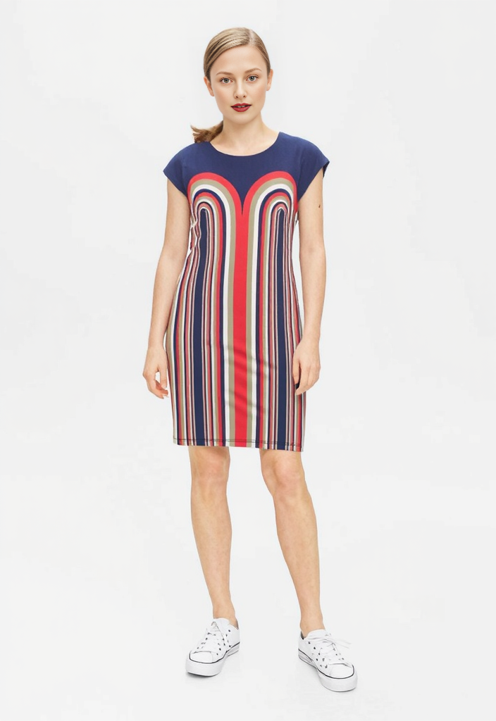 Tunic T-Dhirt Dress in Double Arch Blue