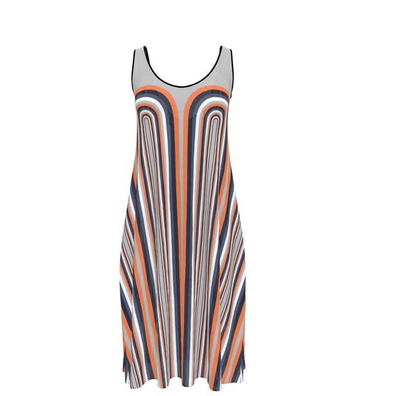 Sleeveless Midi Dress in Double  Arch Gray Coral