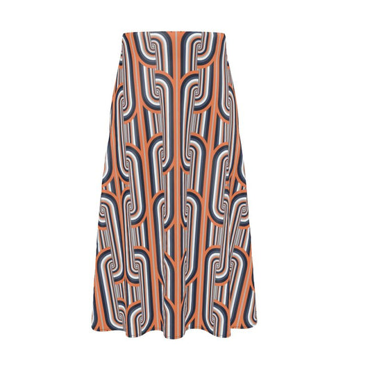 Midi skirt in chunky grey and coral