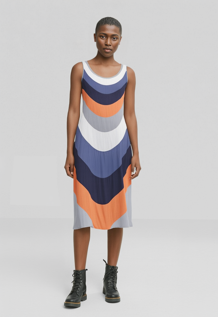 Sleeveless Midi Dress in Drape Grey Coral