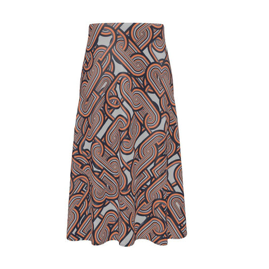 Midi Skirt in diagonal chains gray coral