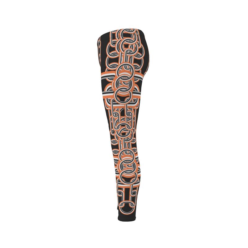 Leggings in Diagonal Chains Grey Coral