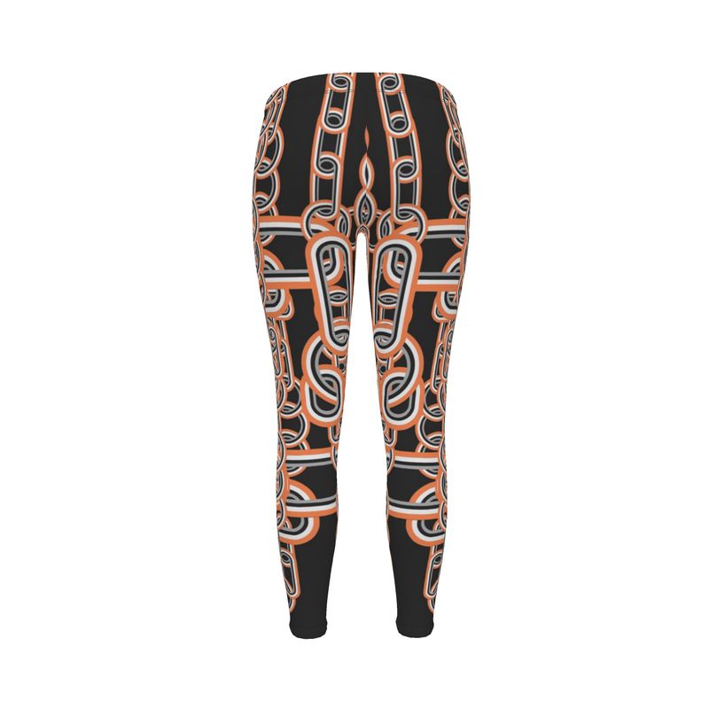 Leggings in Diagonal Chains Grey Coral