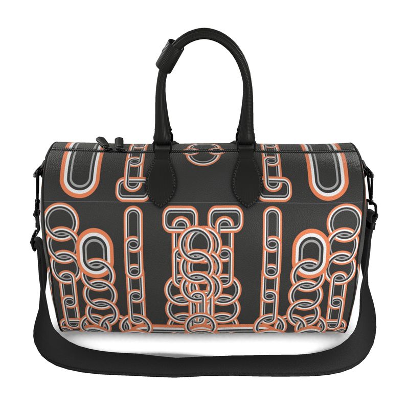 Duffle Bag in Diagonal Chains Orange