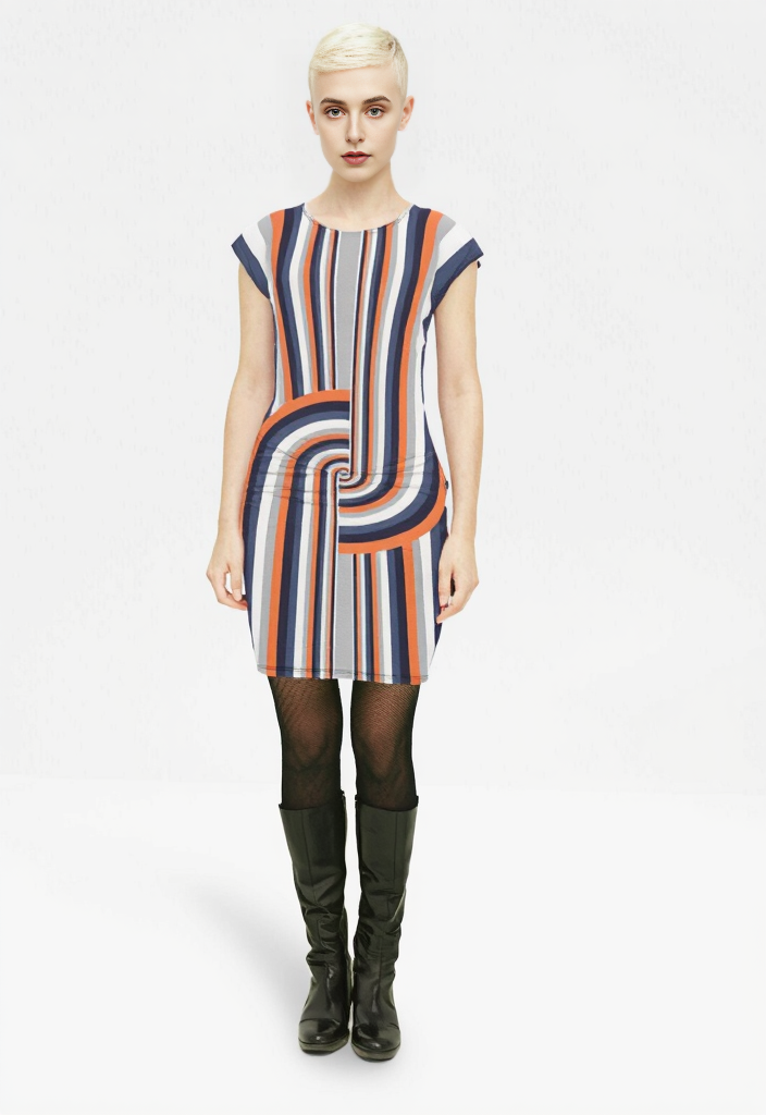 Tunic T Shirt Dress in Loop Grey Coral