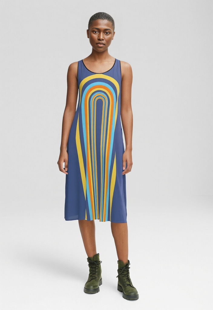 Sleeveless Midi Dress in Arch Vivid