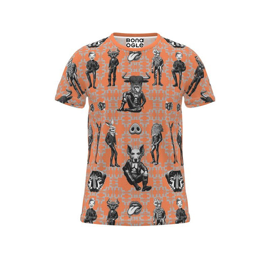 All Over Print  T Shirt in Critters Gray Coral