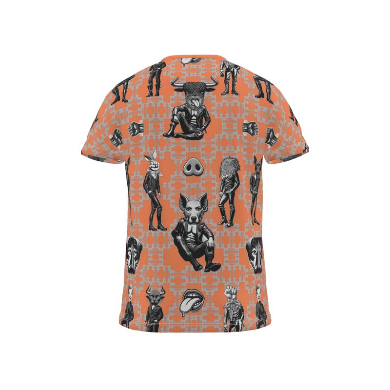 All Over Print  T Shirt in Critters Gray Coral