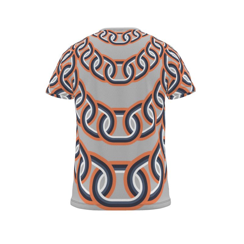 All over print T Shirt in graduating chains gray coral