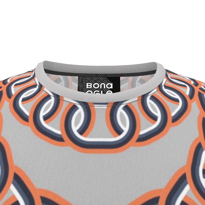 All over print T Shirt in graduating chains gray coral