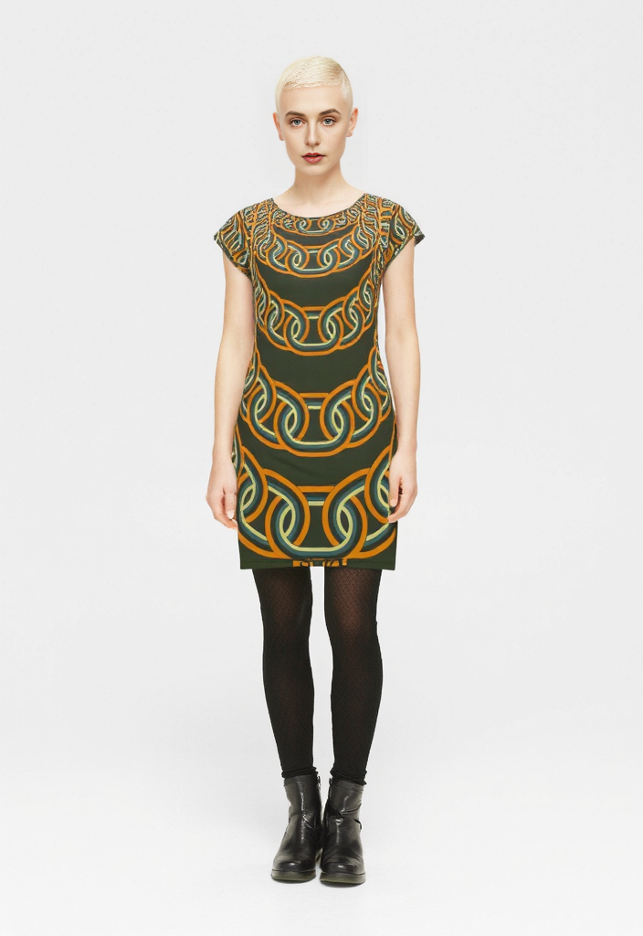 Tunic T Shirt Dress in Graduating Chains Orange