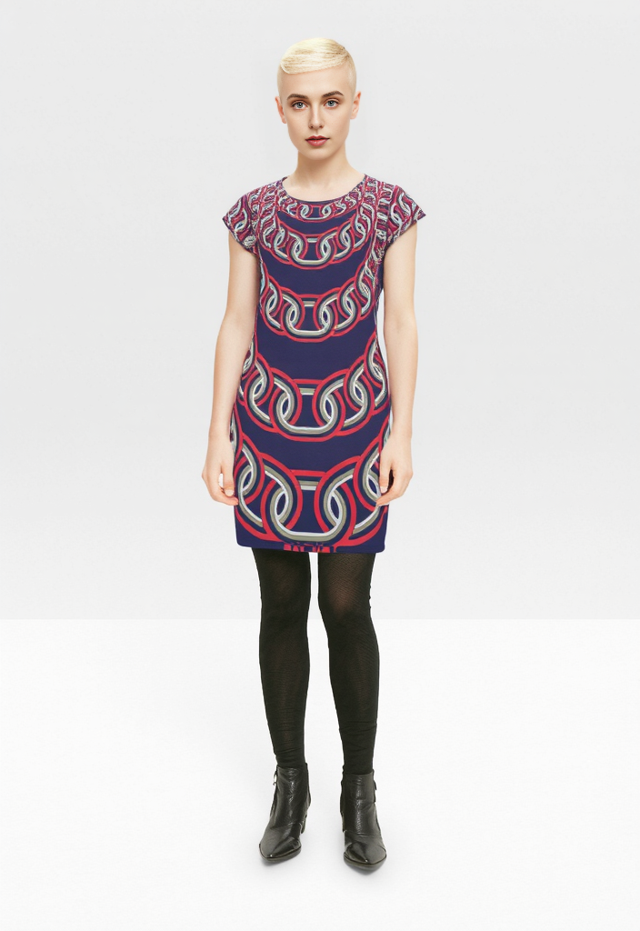 Tunic T Shirt Dress in Loop Blue