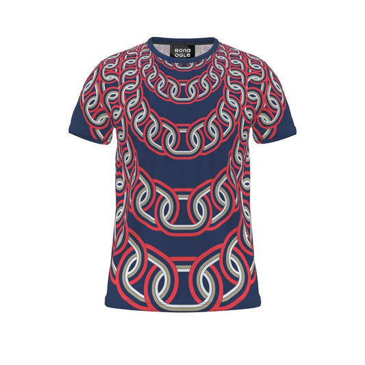 All Over Print T Shirt in  graduating chains blue