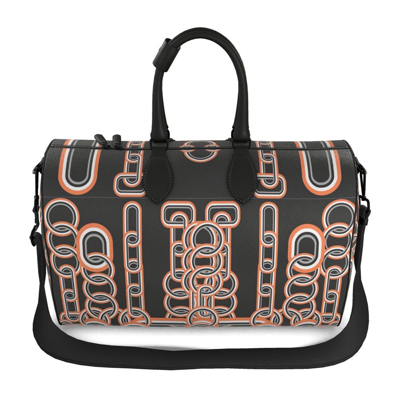 Duffle Bag in Diagonal Chains Gray Coral