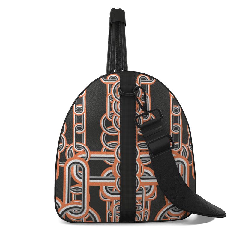 Duffle Bag in Diagonal Chains Gray Coral