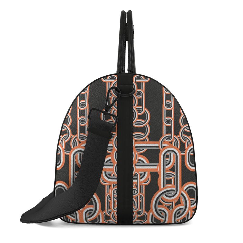 Duffle Bag in Diagonal Chains Gray Coral