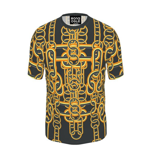 All Over Print T-Shirt  in Diagonal Chains Orange