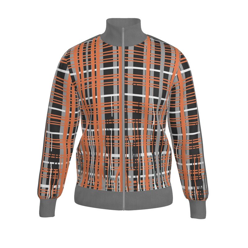 Tracksuit Set in Dripping Plaid Gray Coral - front