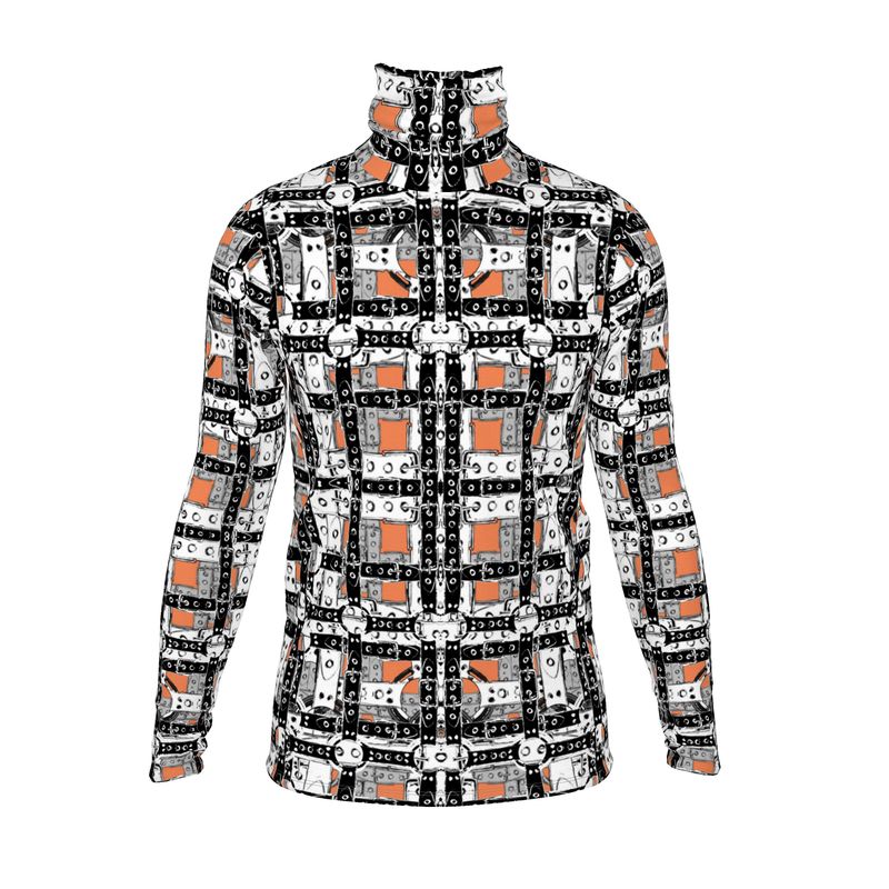 Three Piece Co-ord Set in Harness Gray Coral - Slim Fit Roll Neck Top in Harness Gray Coral
