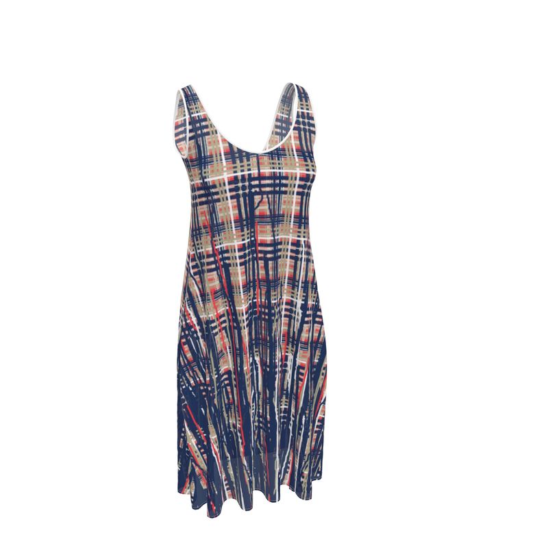 Sleeveless Midi Dress  in Dripping Plaid Blue