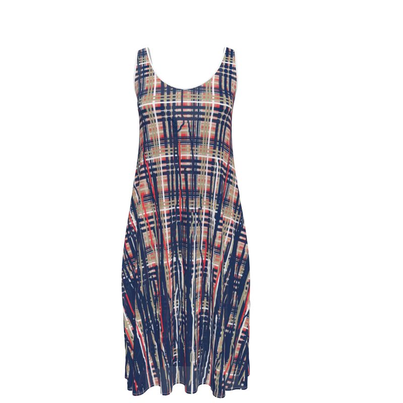 Sleeveless Midi Dress  in Dripping Plaid Blue