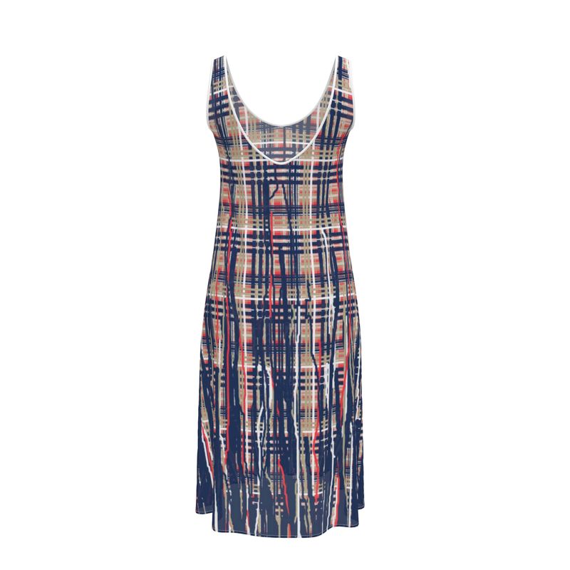 Sleeveless Midi Dress  in Dripping Plaid Blue