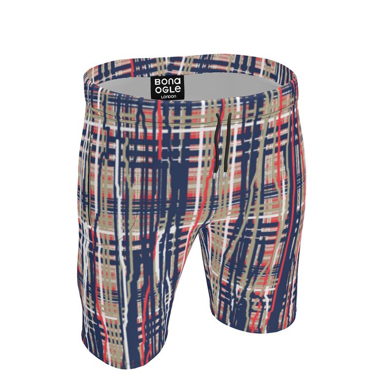 Roll Neck Co-ord Set in Dripping Plaid Blue - Sweat Shorts in Dripping Plaid Blue