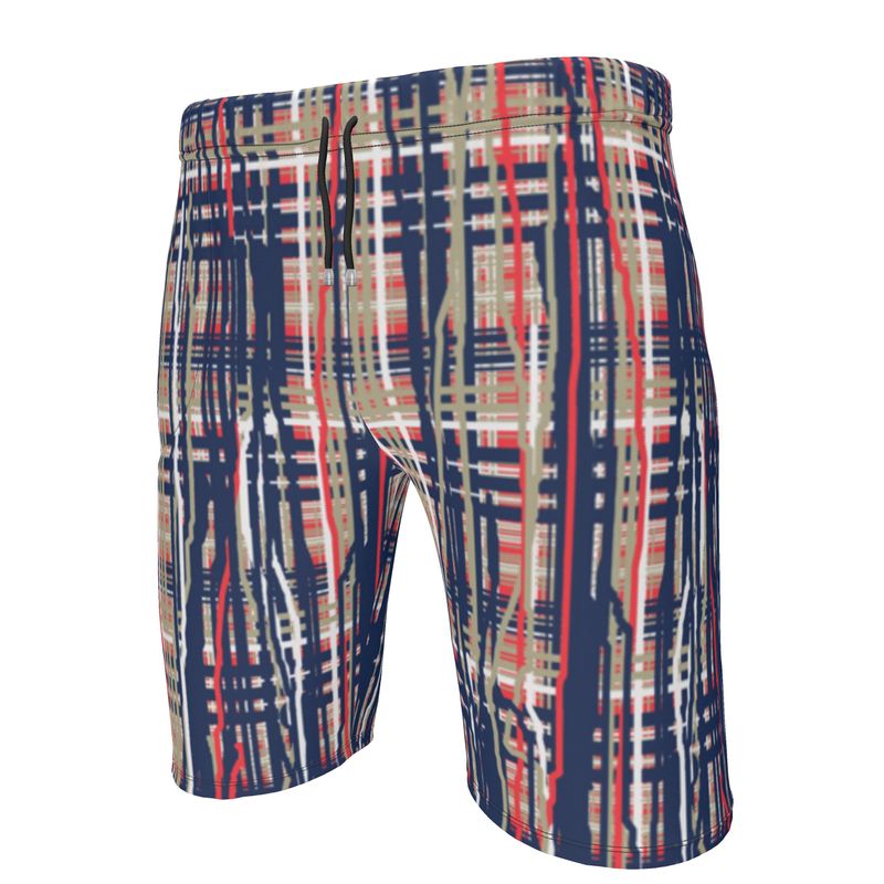 Three Piece Co-ord Set in Dripping Plaid Blue - Sweat Shorts in Dripping Plaid Blue