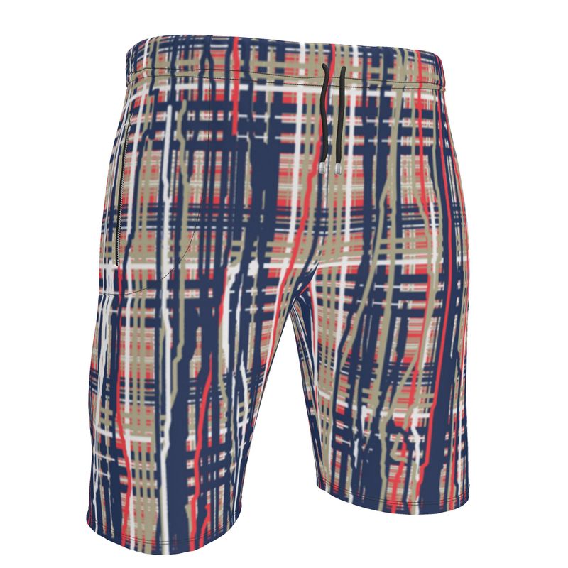 Roll Neck Co-ord Set in Dripping Plaid Blue - Sweat Shorts in Dripping Plaid Blue