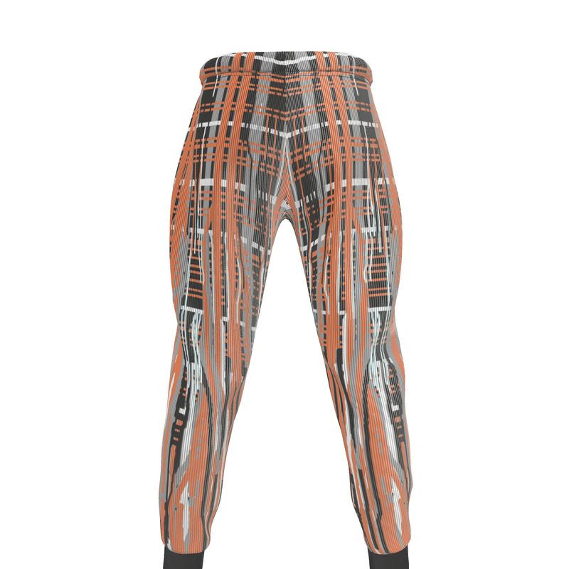 Jogging Bottoms in Dripping Plaid Gray Coral