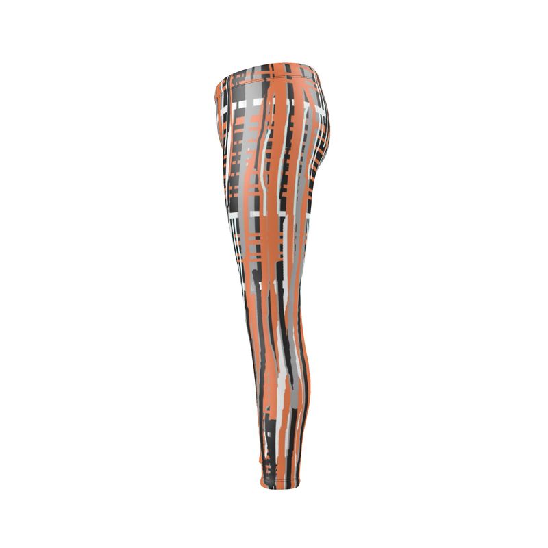 Leggings in Dripping Plaid Gray Coral
