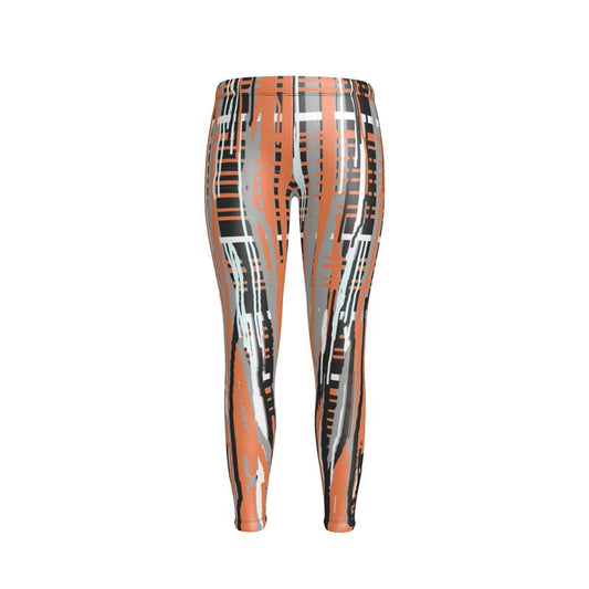 Leggings in Dripping Plaid Gray Coral
