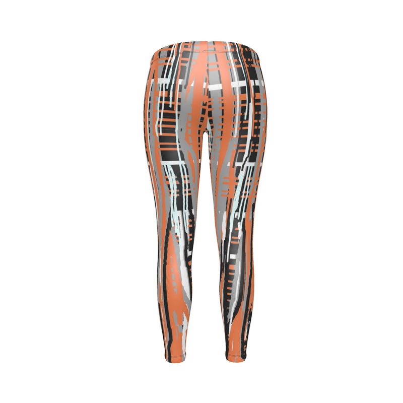 Leggings in Dripping Plaid Gray Coral