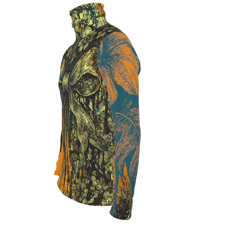 Slim Fit Roll Neck in Dripping Flowers Orange