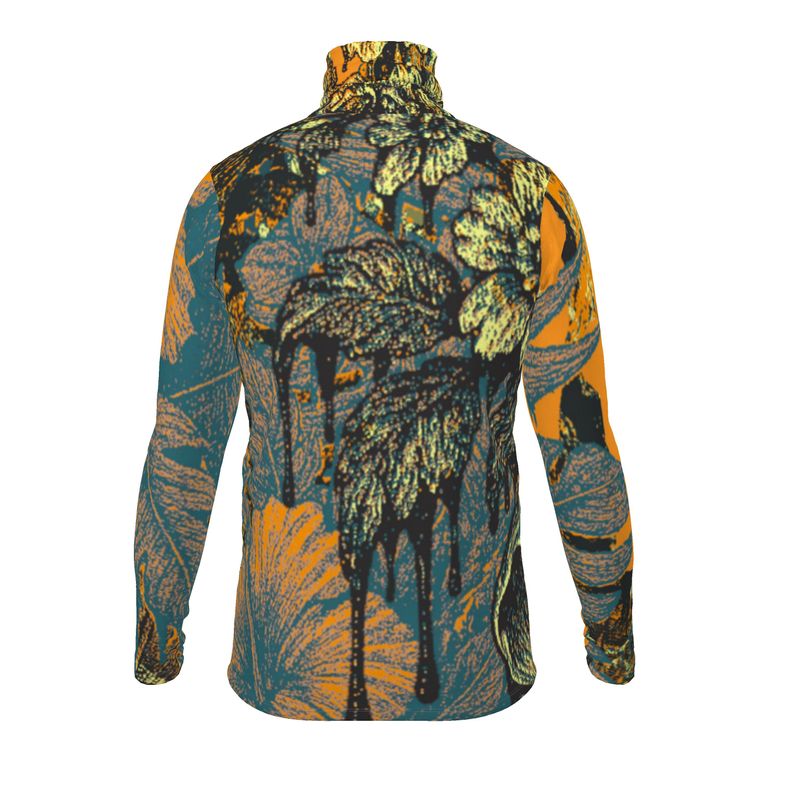 Slim Fit Roll Neck in Dripping Flowers Orange