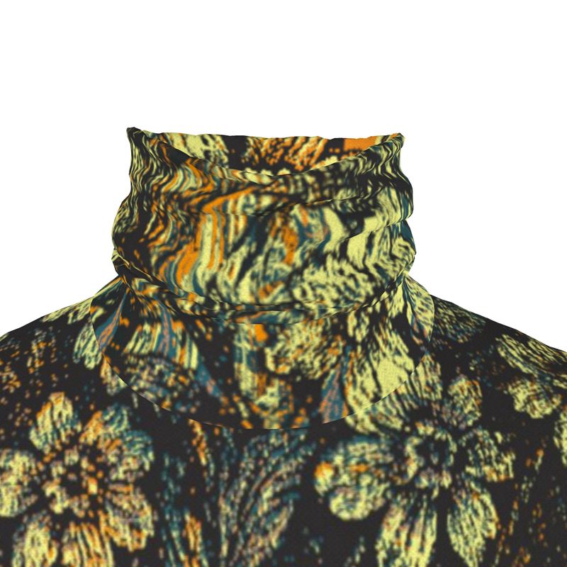 Slim Fit Roll Neck in Dripping Flowers Orange