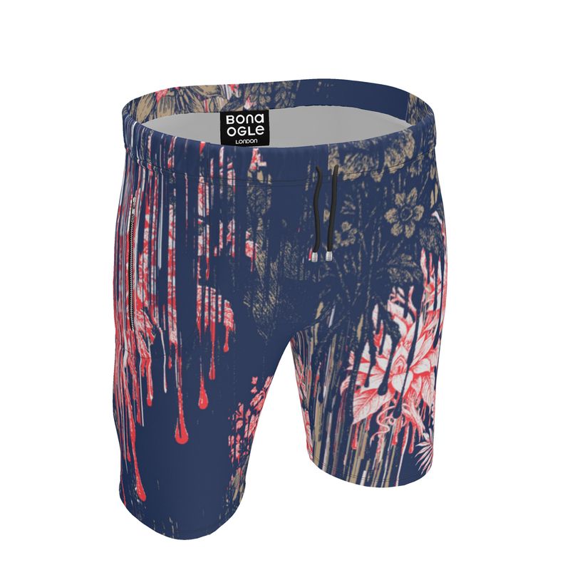 Polo Co-ord Set in Dripping Flowers Blue - Sweat Shorts in Dripping Flowers Blue