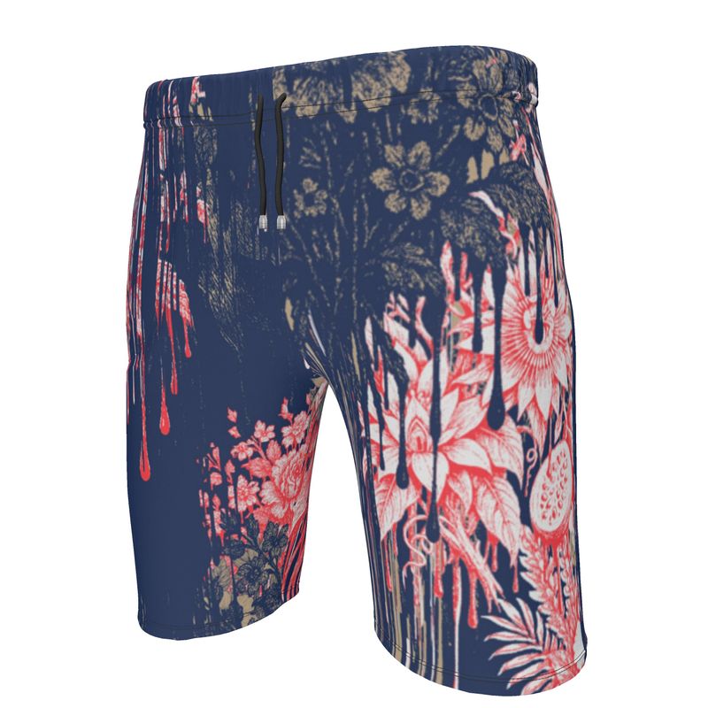 Sweat Shorts iin Drippin Flowers Blue
