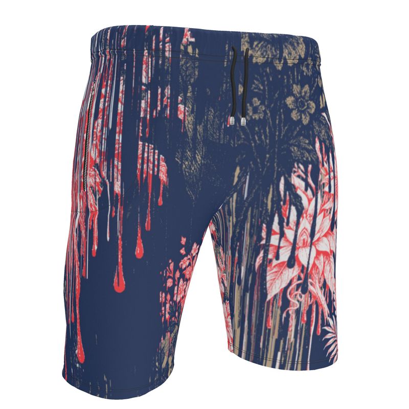 Sweat Shorts iin Drippin Flowers Blue