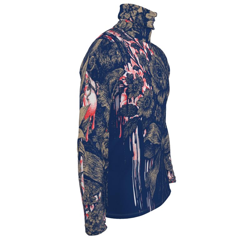 Sllim Fit Roll Neck in Dripping Flowers blue