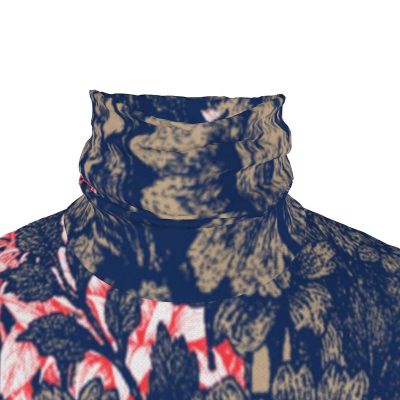 Sllim Fit Roll Neck in Dripping Flowers blue