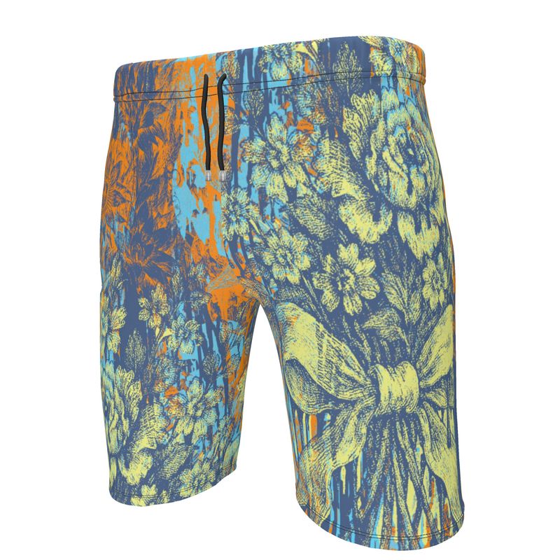 Sweat Shorts in Dripping Flowers Vivid Sky