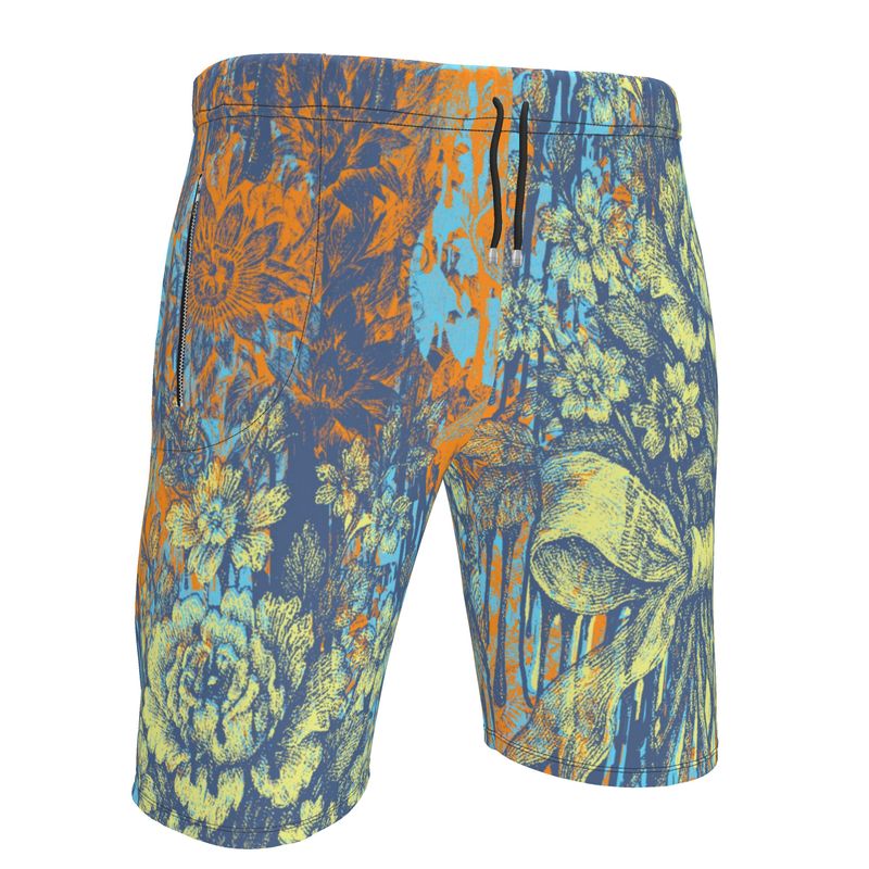 Sweat Shorts in Dripping Flowers Vivid Sky