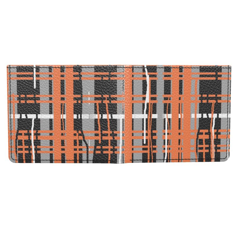 Folding Wallet in Dripping Plaid Gray Coral