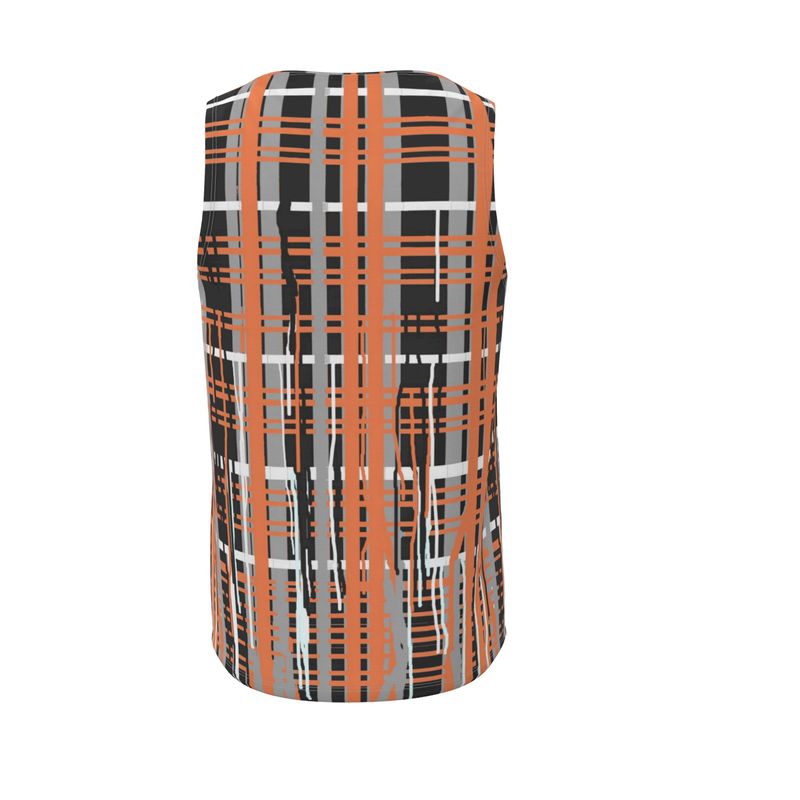 Vest in Dripping Plaid Gray Coral