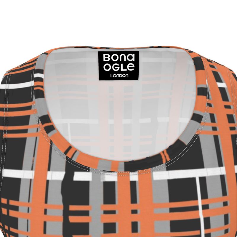 Vest in Dripping Plaid Gray Coral