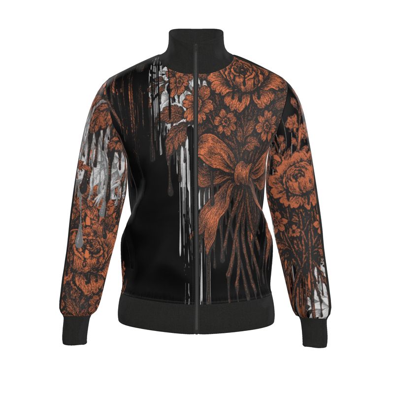 Tracksuit Jacket in Dripping Flowers in Gray Coral