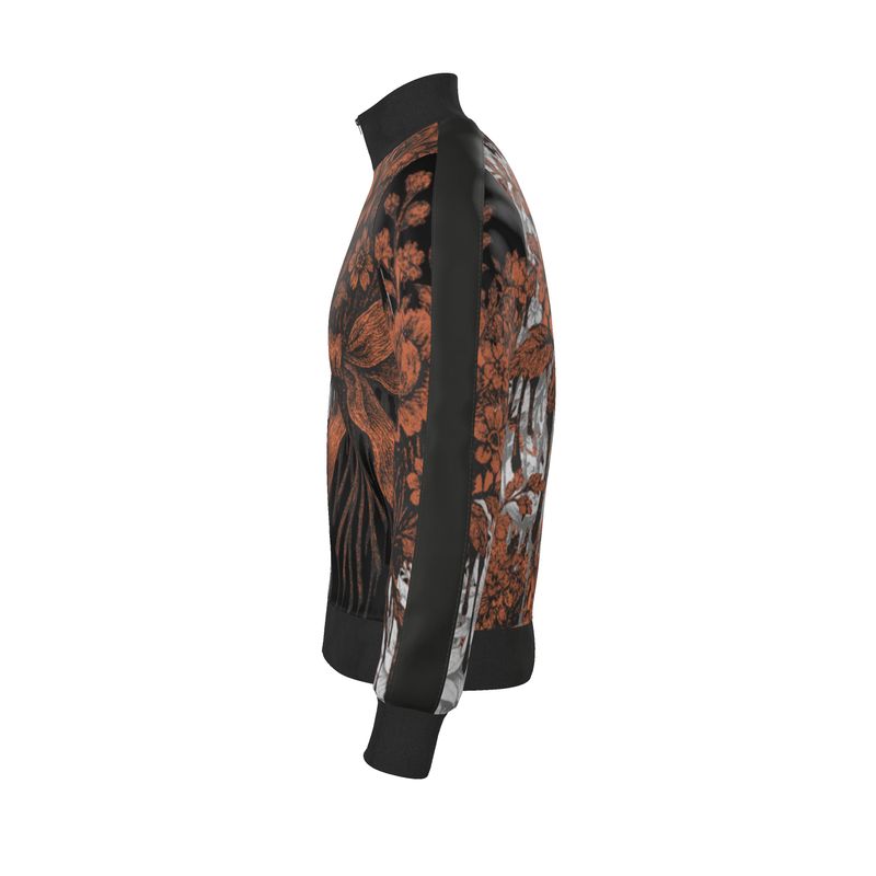 Tracksuit Jacket in Dripping Flowers in Gray Coral