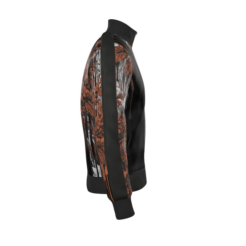 Tracksuit Jacket in Dripping Flowers in Gray Coral